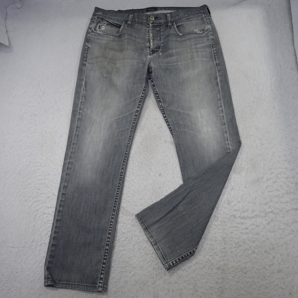 Hudson Byron Five Pocket Straight Mens 34 x 30" Gray Jeans Button Fly Distressed